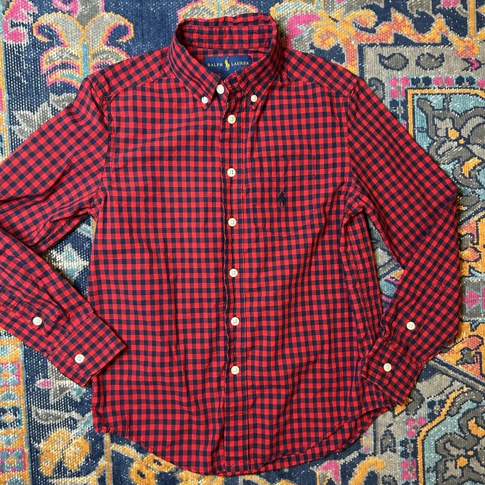 Ralph Lauren Black and Red Check Button Front Shirt - Picture 1 of 3